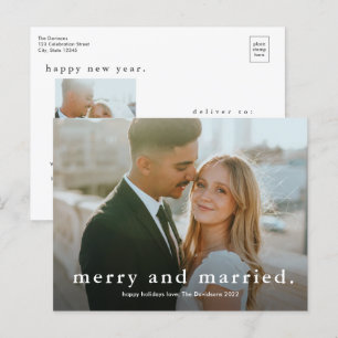 Postal Festiva Simple Type Merry and Married Photo Christmas