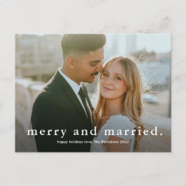 Postal Festiva Simple Type Merry and Married Photo Christmas