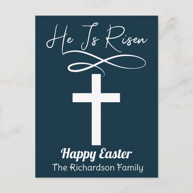 Postal Festiva simple y elegante cruz cristiana de la caligrafía  (Anverso)