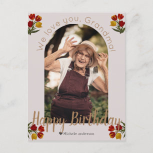 Postal Festiva Simple y moderna abuela de cumpleaños de la famili