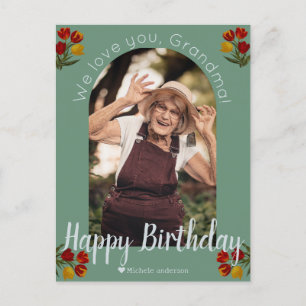 Postal Festiva Simple y moderna abuela de cumpleaños de la famili