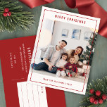 Postal Festiva Simple y moderna foto de la familia navideña del m<br><div class="desc">Celebra la temporada con una postal de Festividad Festividad Festividad Festividad Festividad Festividad Festividad Festividad Festividad Festividad Festividad Festividad Festividad Festividad Festividad Festividad Festividad Femenina Moderna. Esta postal es elegante y festiva, con su preciada foto familiar enmarcada con un esquema clásico de color rojo y blanco. El diseño depurado hace...</div>