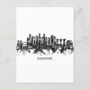 Postal Festiva Singapur Skyline BW