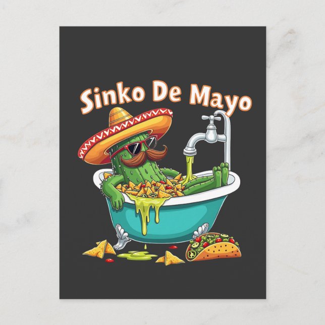 Postal Festiva Sinko de Mayo"Funny Cinco de Mayo Cactus (Anverso)