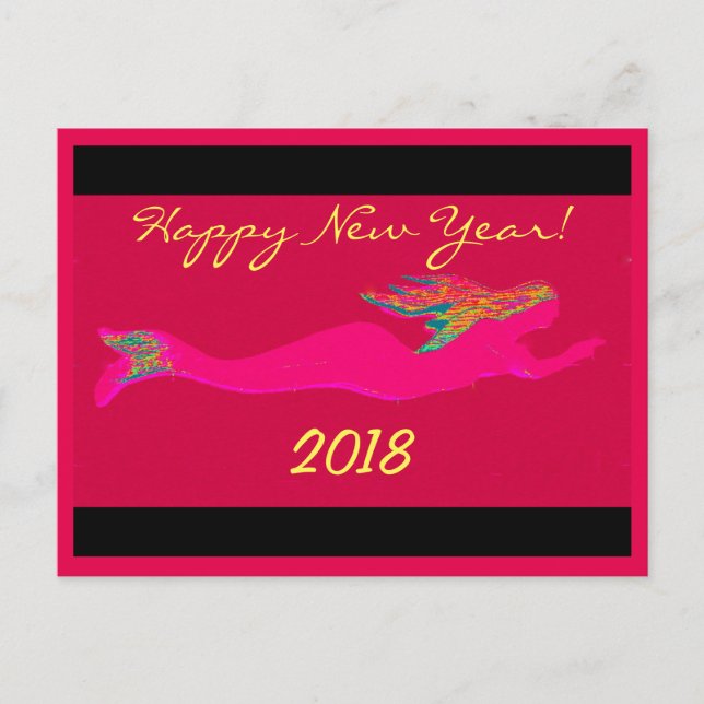 Postal Festiva sirena de natación rosa 2018 (Anverso)