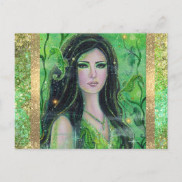 Postal Festiva Sirena verde Peridot de Renee Lavoie