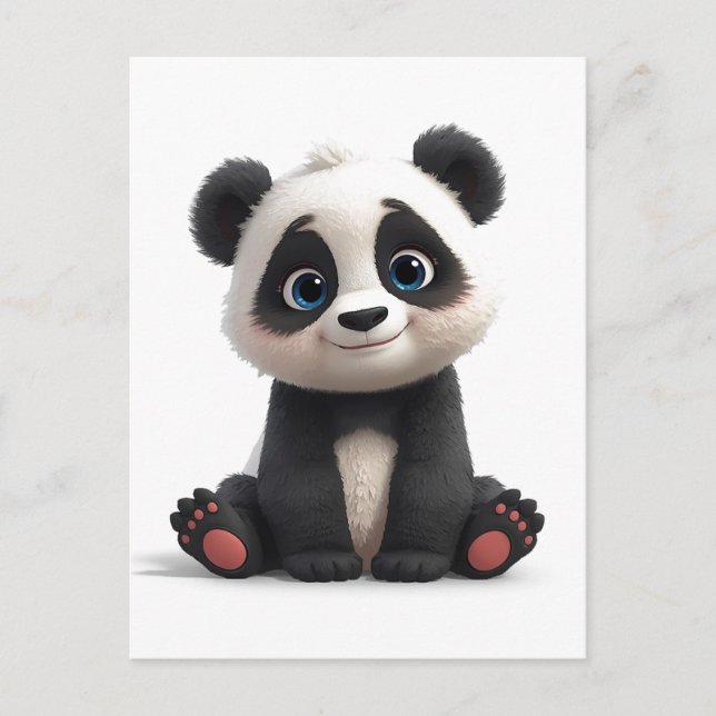 Postal Festiva Sitting Panda Bear Cartoon Illustration Art (Anverso)