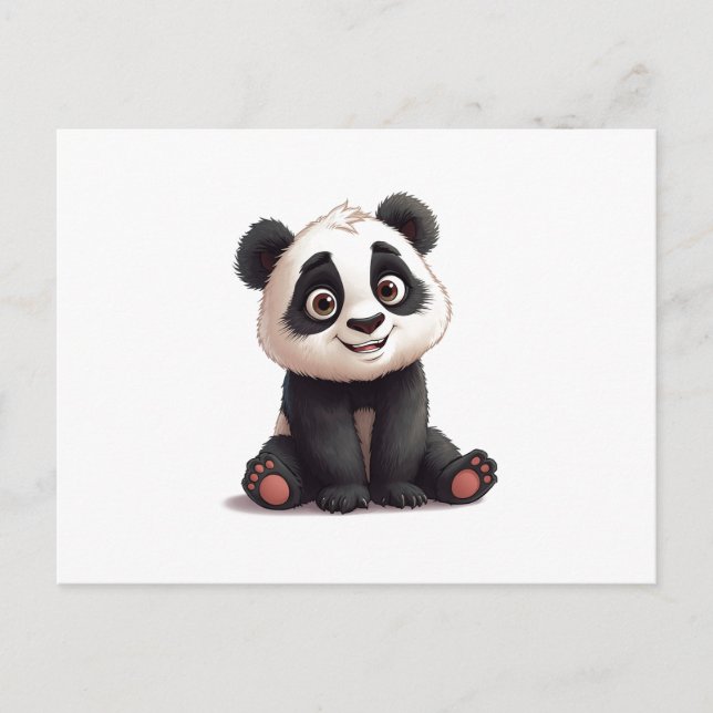 Postal Festiva Sitting Panda Bear Cartoon Illustration Artwork (Anverso)