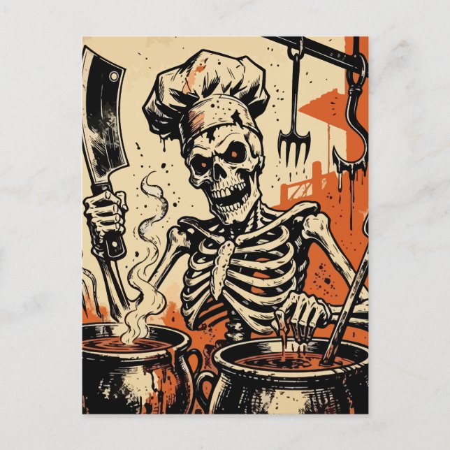 Postal Festiva Skeleton Chef (Anverso)
