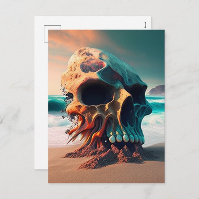 Postal Festiva Skull on the beach (Anverso / Reverso)