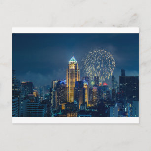 Postal Festiva Skyline de Bangkok en el panorama de new years eve