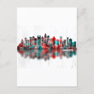 Postal Festiva Skyline de Charlotte Carolina del Norte
