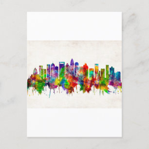Postal Festiva Skyline de Charlotte Carolina del Norte