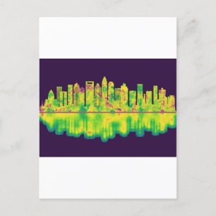 Postal Festiva Skyline de Charlotte Carolina del Norte