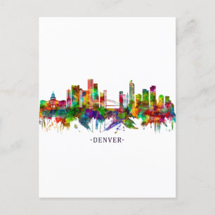 Postal Festiva Skyline de Denver Colorado