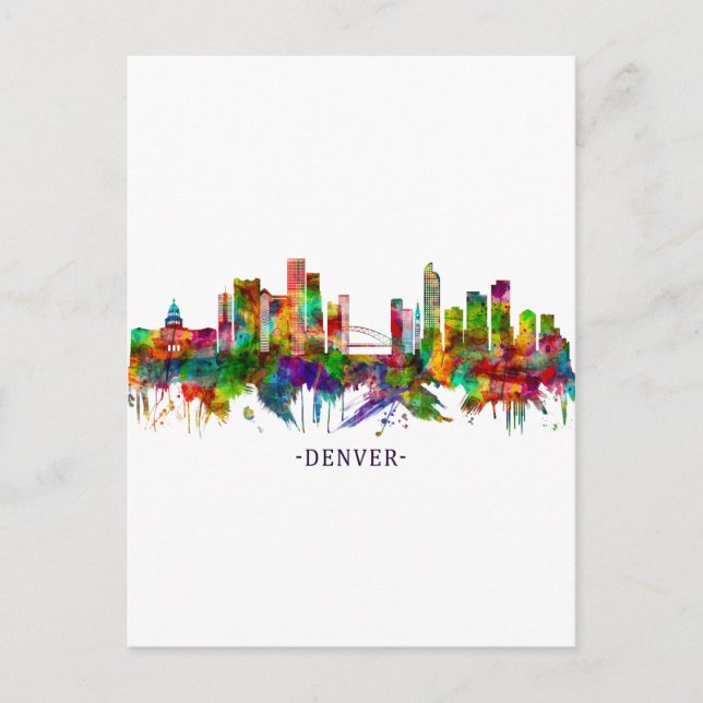 Postal Festiva Skyline de Denver Colorado (Anverso)