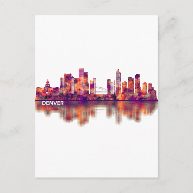 Postal Festiva Skyline de Denver Colorado (Anverso)