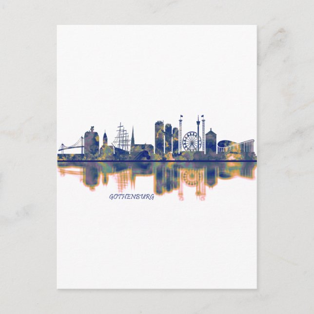 Postal Festiva Skyline de Gothenburg (Anverso)