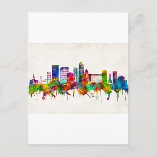 Postal Festiva Skyline de Jacksonville Florida (Anverso)