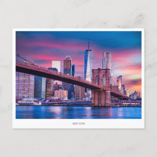 Postal Festiva Skyline de Manhattan, New York Holiday Postcard