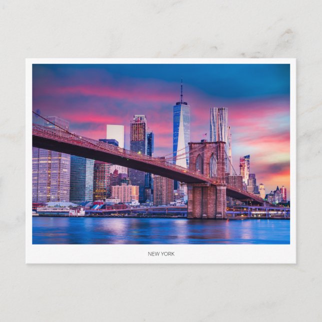 Postal Festiva Skyline de Manhattan, New York Holiday Postcard (Anverso)