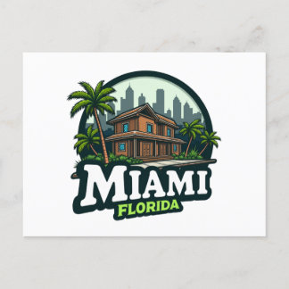 Postal Festiva Skyline de Miami Florida