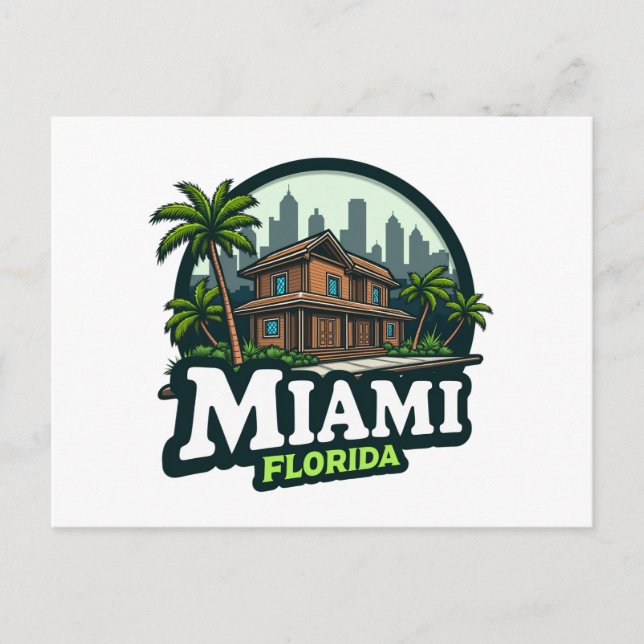 Postal Festiva Skyline de Miami Florida (Anverso)
