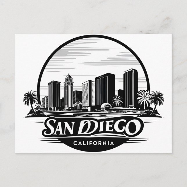 Postal Festiva Skyline de San Diego (Anverso)