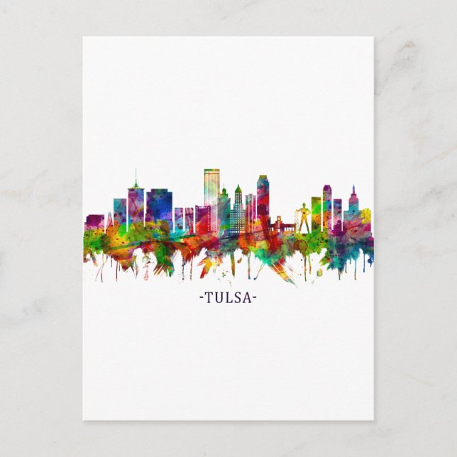 Postal Festiva Skyline de Tulsa Oklahoma (Anverso)