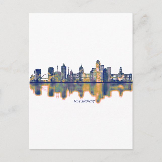 Postal Festiva Skyline Des Moines (Anverso)