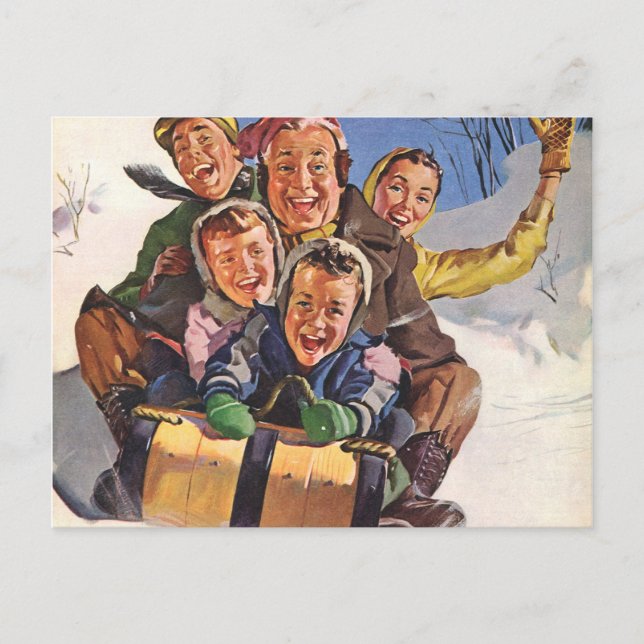 Postal Festiva Sleigh Navidades Snow Fun (Anverso)