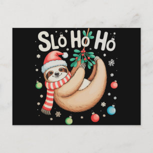 Postal Festiva Slo Ho Ho Sloth Santa Sombrero Feliz Slothmas Navi