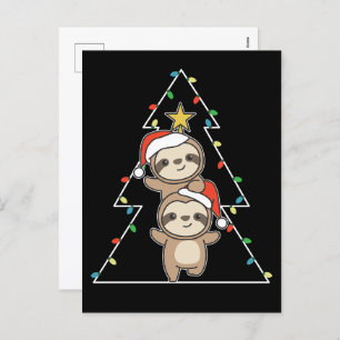 Postal Festiva Sloth Christmas Tree Navidades Animales Sloths Hol