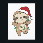 Postal Festiva Sloth Navidades Winter Animals Sloths<br><div class="desc">La pereza con Navidades con luces de hadas. Animales divertidos con regalos y nieve para las vacaciones. Un saludo de Navidades dulces. Las locuras son animales lindos y perfectas para los Navidades.</div>