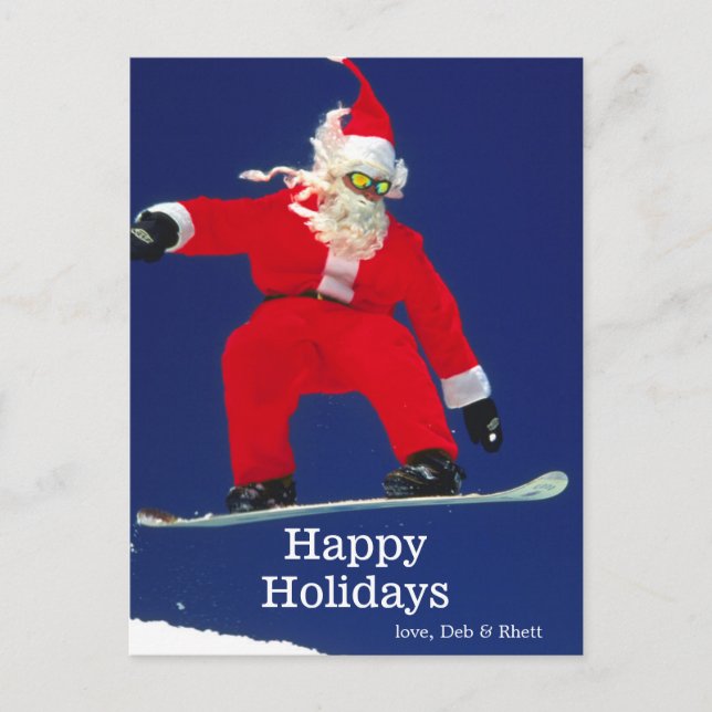 Postal Festiva Snowboard Santa (Anverso)