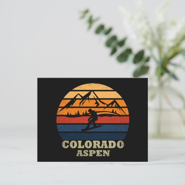 Postal Festiva Snowboarder de Aspen Colorado (Anverso de pie)