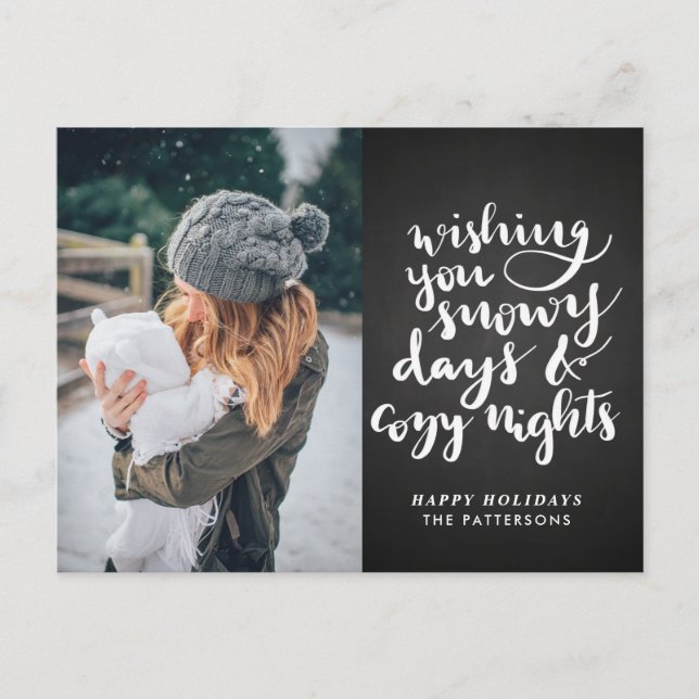 Postal Festiva Snowdays Cosy Nights Script | Foto de Chalkboard (Anverso)