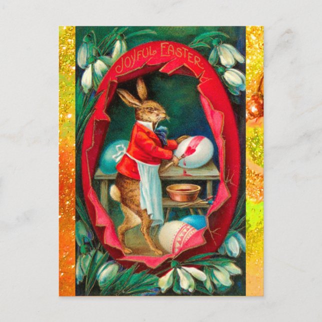 POSTAL FESTIVA SNOWDROPS CON HUEVOS ORIENTADORES DE PINTURA DE RA (Anverso)