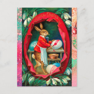 POSTAL FESTIVA SNOWDROPS CON HUEVOS ORIENTADORES DE PINTURA DE RA