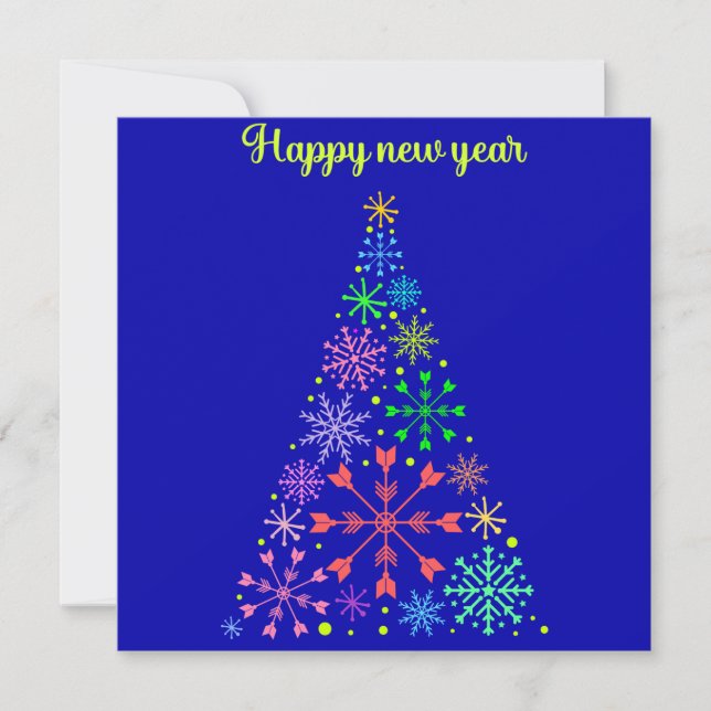 Postal Festiva Snowflakes Christmas Tree Happy new (Anverso)
