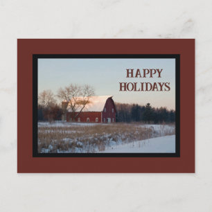 Postal Festiva Snowley Country Barn Felices Fiestas