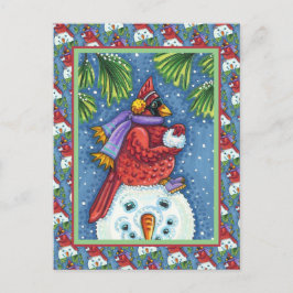 POSTAL FESTIVA SNOWMAN BODYGUARD, NAVIDADES CARDINAL REDBIRD