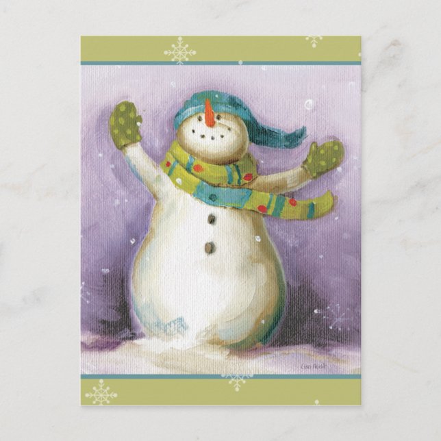 Postal Festiva Snowman con Mittens (Anverso)