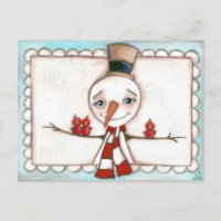 Snowman de brazos abiertos - Postcard de vacacione