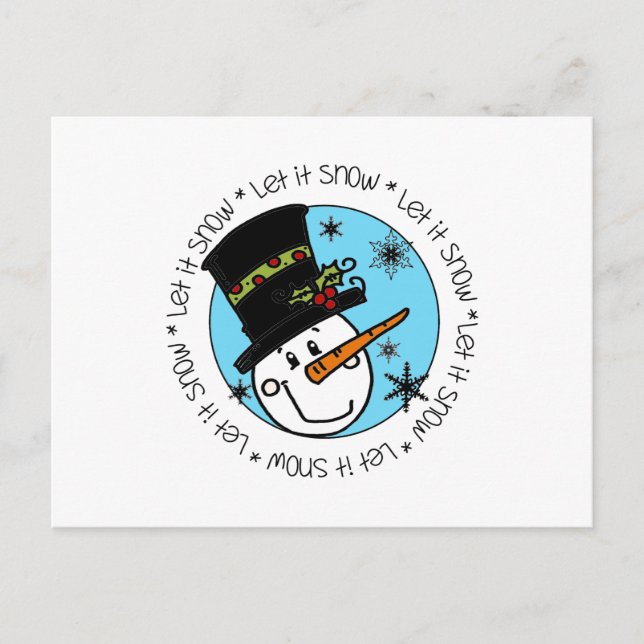 Postal Festiva Snowman deja que la nieve (Anverso)