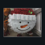 Postal Festiva Snowman En Santa Hat<br><div class="desc">Hombre De Nieve En Santa Hat. Foto de Frederick Meekins</div>