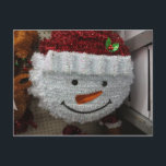Postal Festiva Snowman En Santa Hat<br><div class="desc">Hombre De Nieve En Santa Hat. Foto de Frederick Meekins</div>
