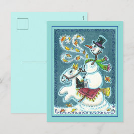 POSTAL FESTIVA SNOWMAN HORSEMANA SIN CABEZA, XMAS HALLOWEB HUMOR,