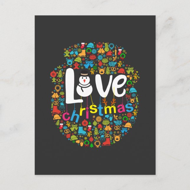 Postal Festiva Snowman Love Christmas Decorations (Anverso)