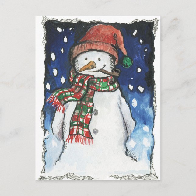 Postal Festiva Snowman - Postcard navideño (Anverso)